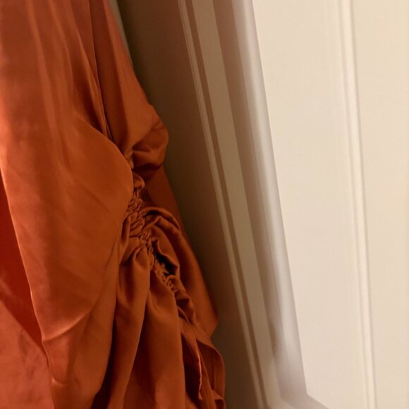 Forever 21 Woven Dress 2X Rust Orange Ruched Size Spaghetti Straps Short NWT NEW - Picture 3 of 4